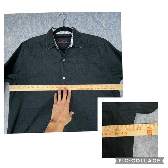 Robert Graham Black on Black Windsor Paisley Jacquard Flip Cuff Classic Shirt M - Picture 5 of 16